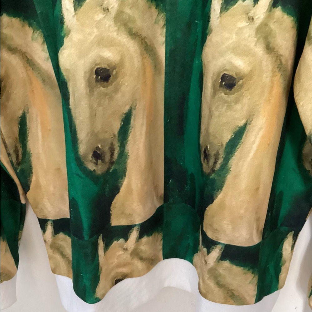 NWOT VIDA Green and Beige Artistic Horse Sweatshirt XL - Picture 5 of 10